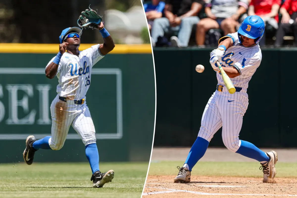 UCLA baseball players on the field