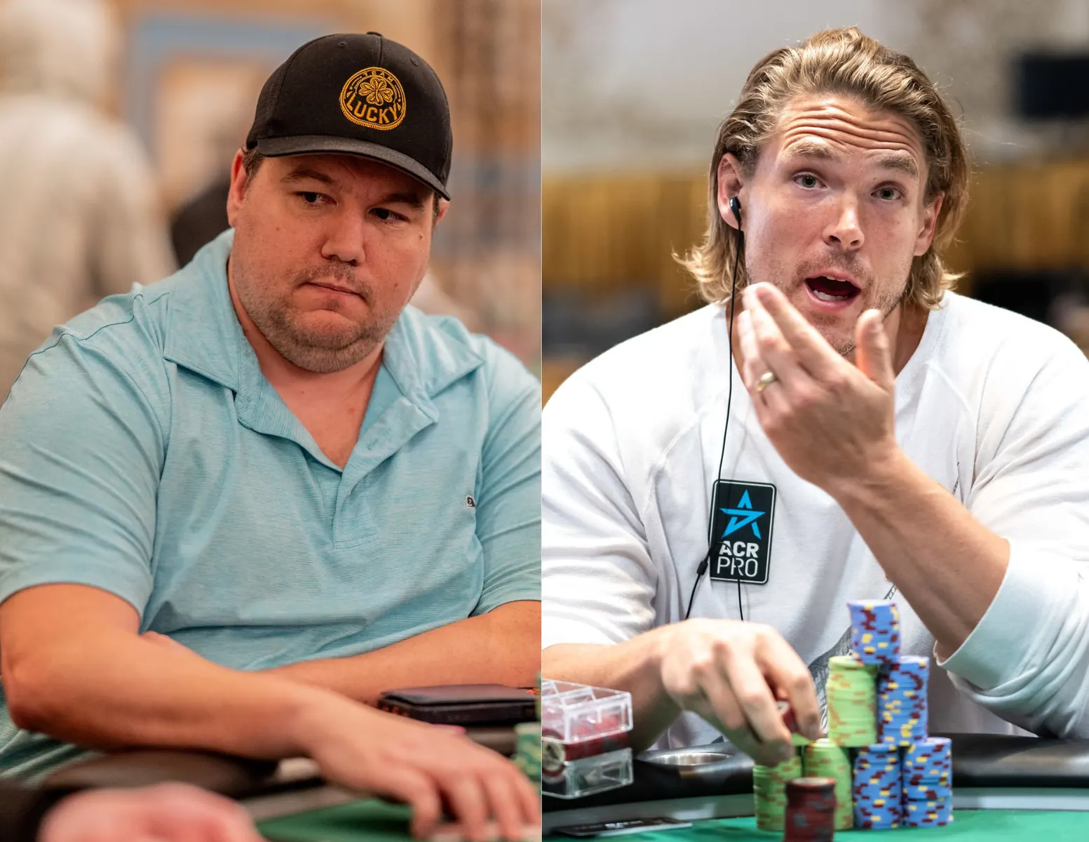 Alex Foxen at a poker table, focused on the game during the World Series of Poker.