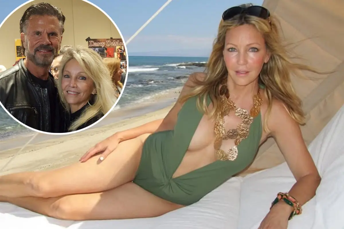 Heather Locklear in a casual, outdoor setting, appearing relaxed.