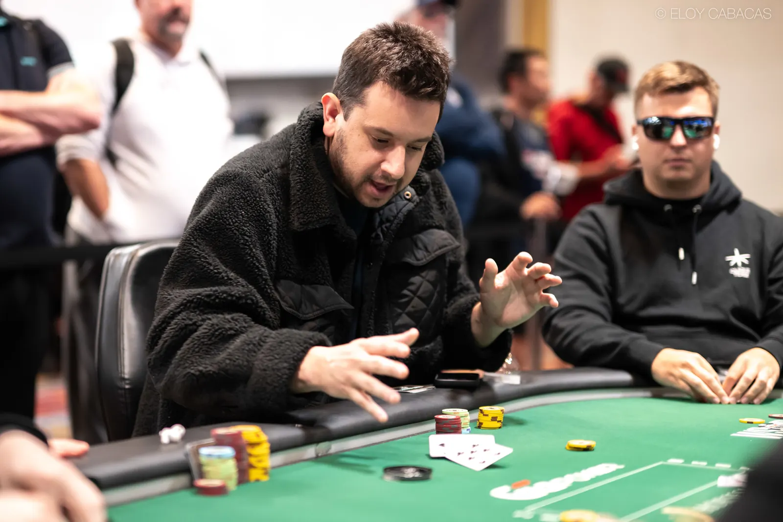 Poker player Jared Bleznick at a poker tournament table