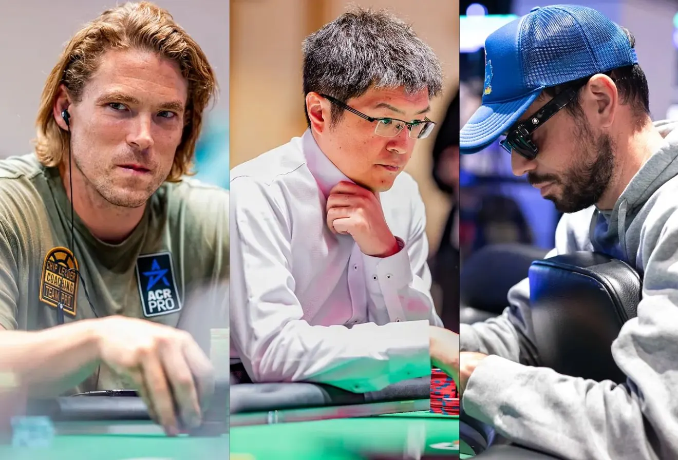 A graphic displaying player standings for the 2026 World Series of Poker Player of the Year race, with Nick Schulman, Alex Foxen, and Naoya Kihara prominently featured at the top.