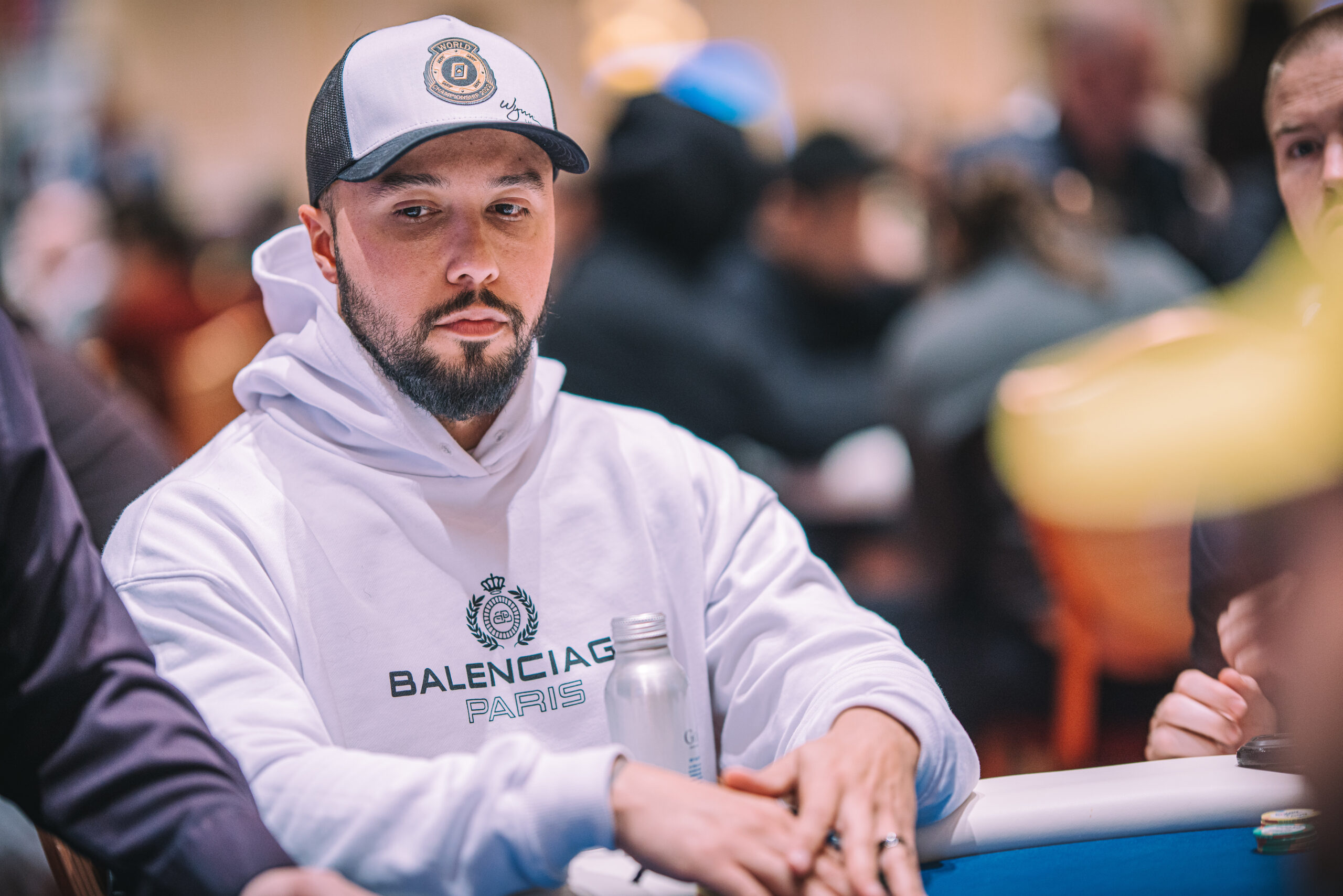 Poker players at a World Series of Poker event table