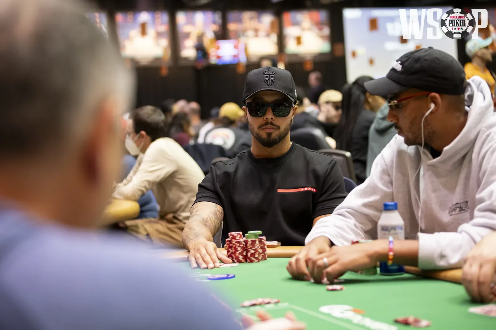Players at a poker table during the World Series of Poker
