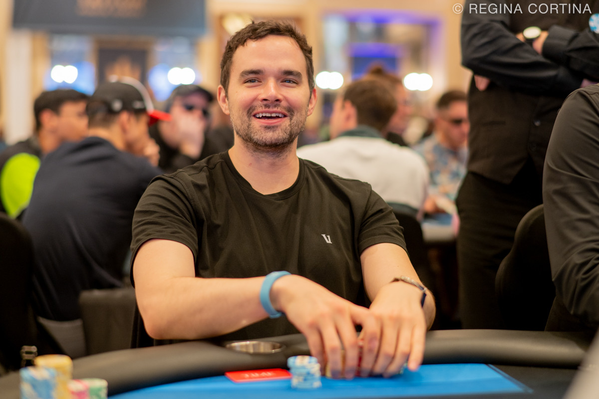 Alan Keating concentrating during a high-stakes poker game.