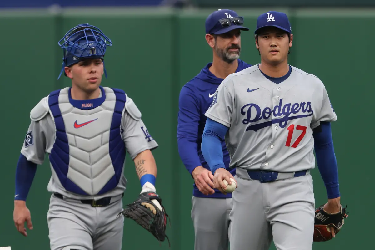 Los Angeles Dodgers pitcher Shohei Ohtani on the mound