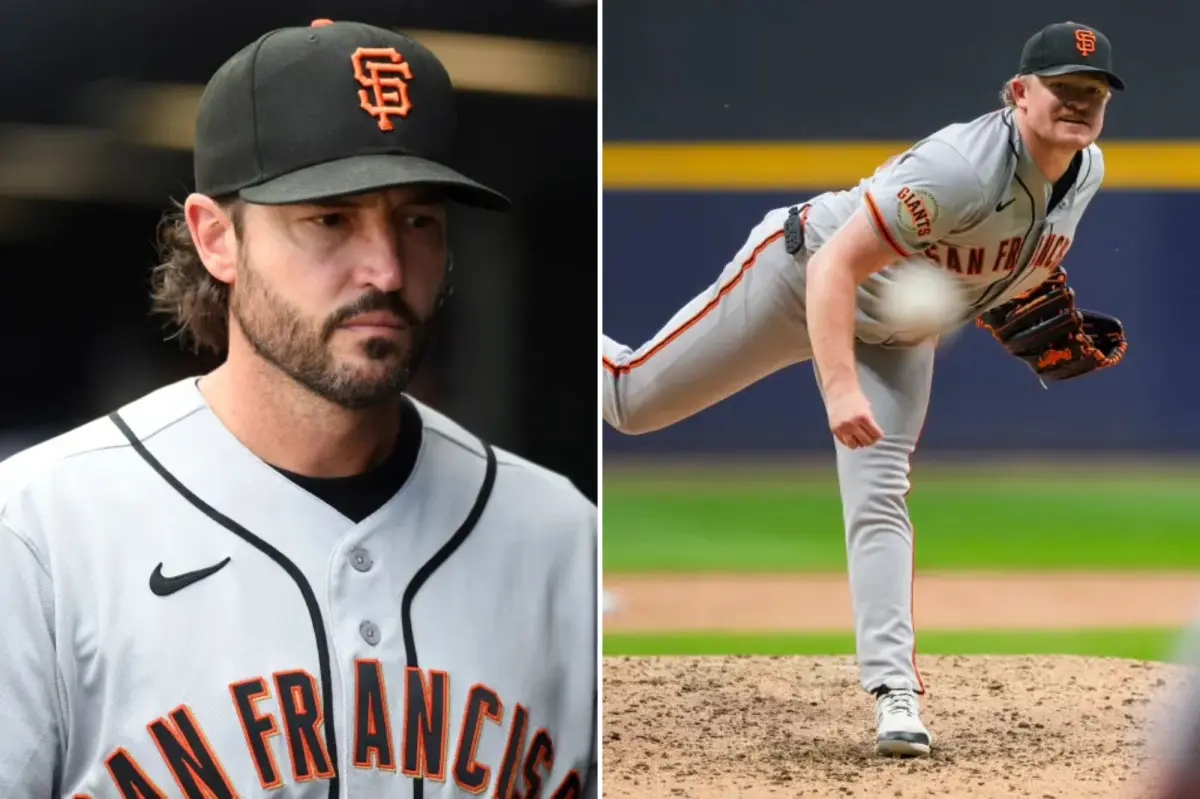 San Francisco Giants pitcher Logan Webb on the mound during a baseball game.