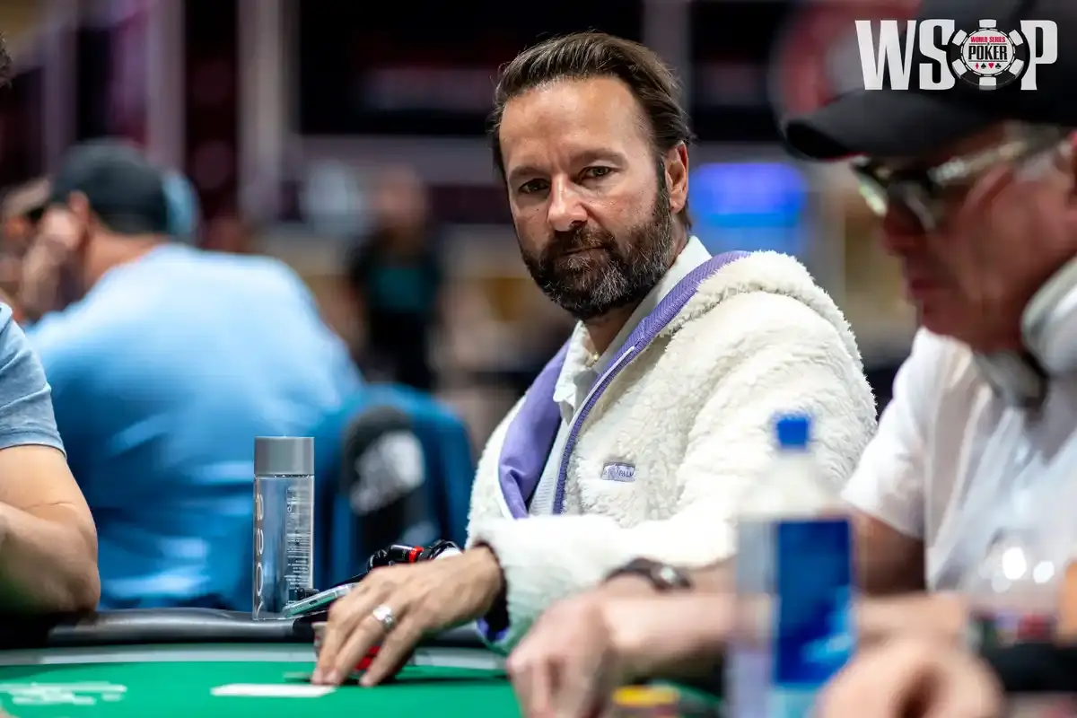Daniel Negreanu at the poker table during the WSOP $100K PLO High Roller event.