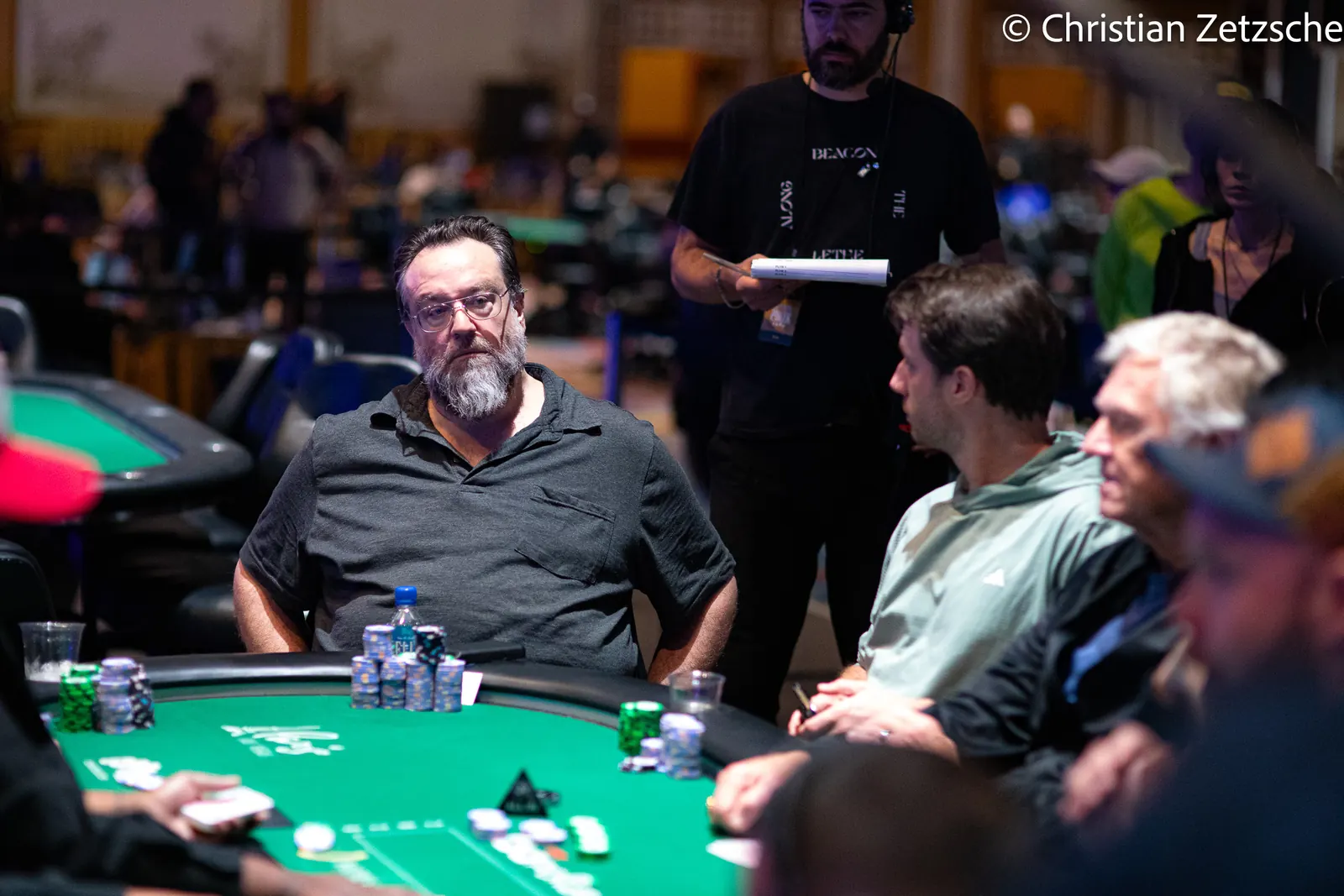 Todd Brunson focused at a poker table during the WSOP Main Event.