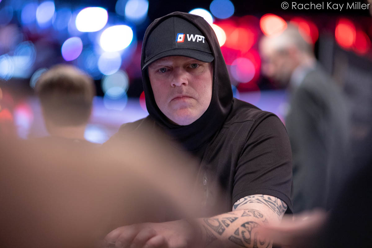 Mark Davis, professional poker player and World Poker Tour champion, holding a trophy after winning the WPT Seminole Hard Rock Poker Showdown in 2022.