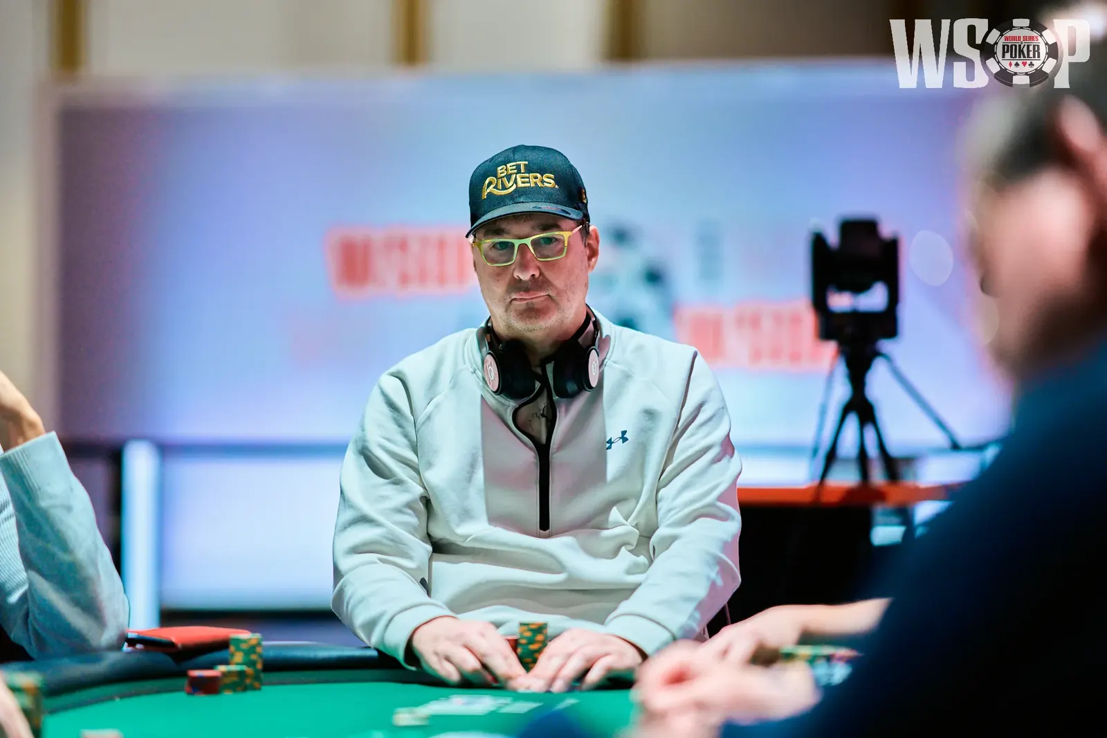 Phil Hellmuth playing poker at a World Series of Poker event.
