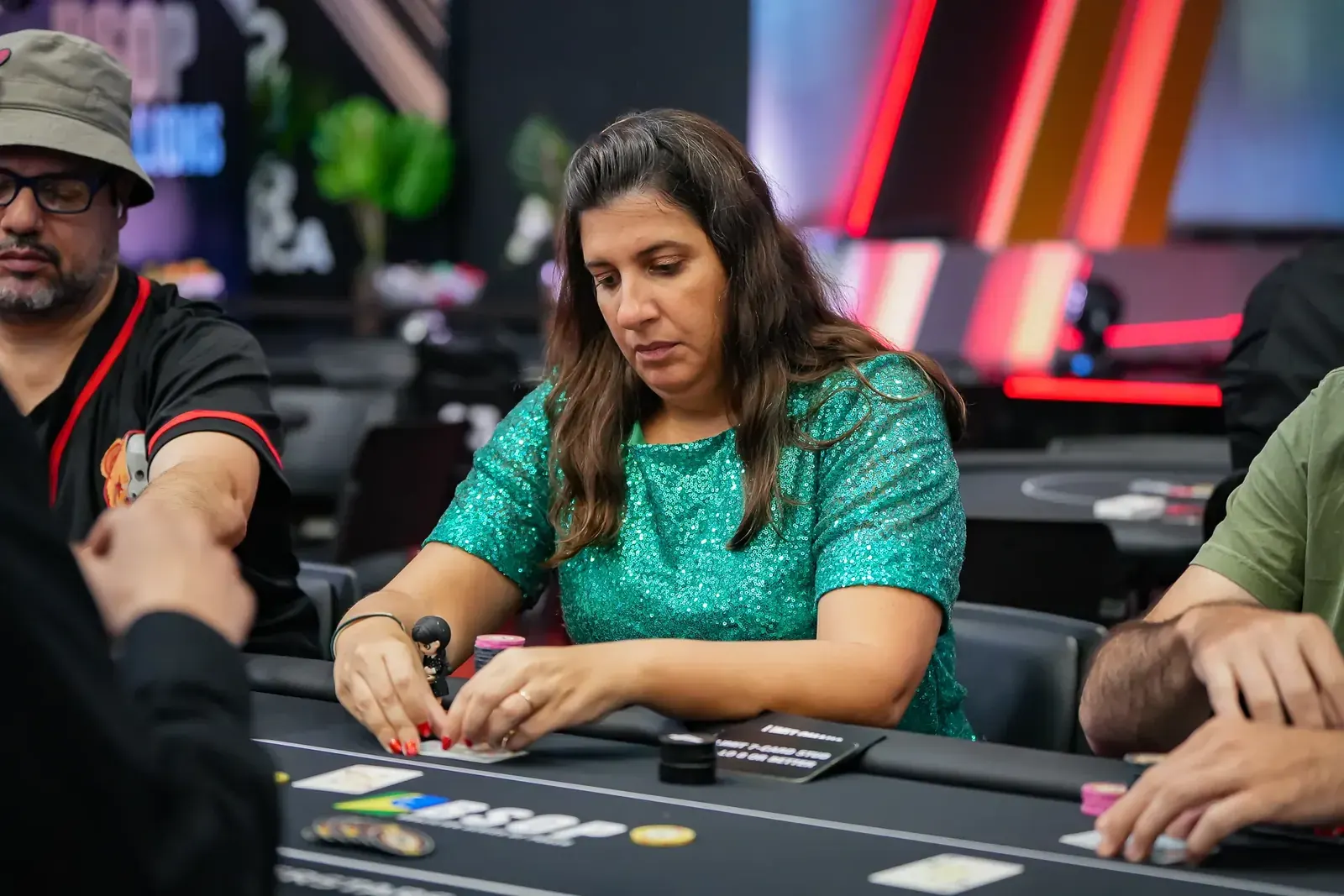 BSOP Winter Ladies Event poker table with chips and cards