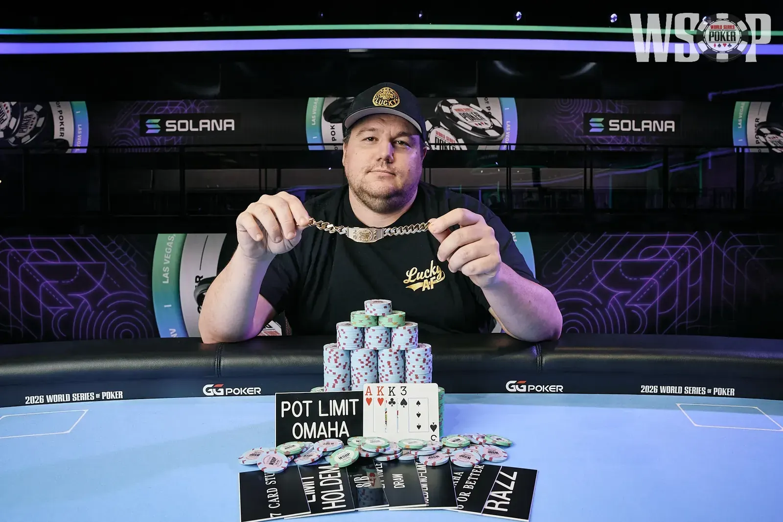 Shaun Deeb at a poker table during a World Series of Poker tournament