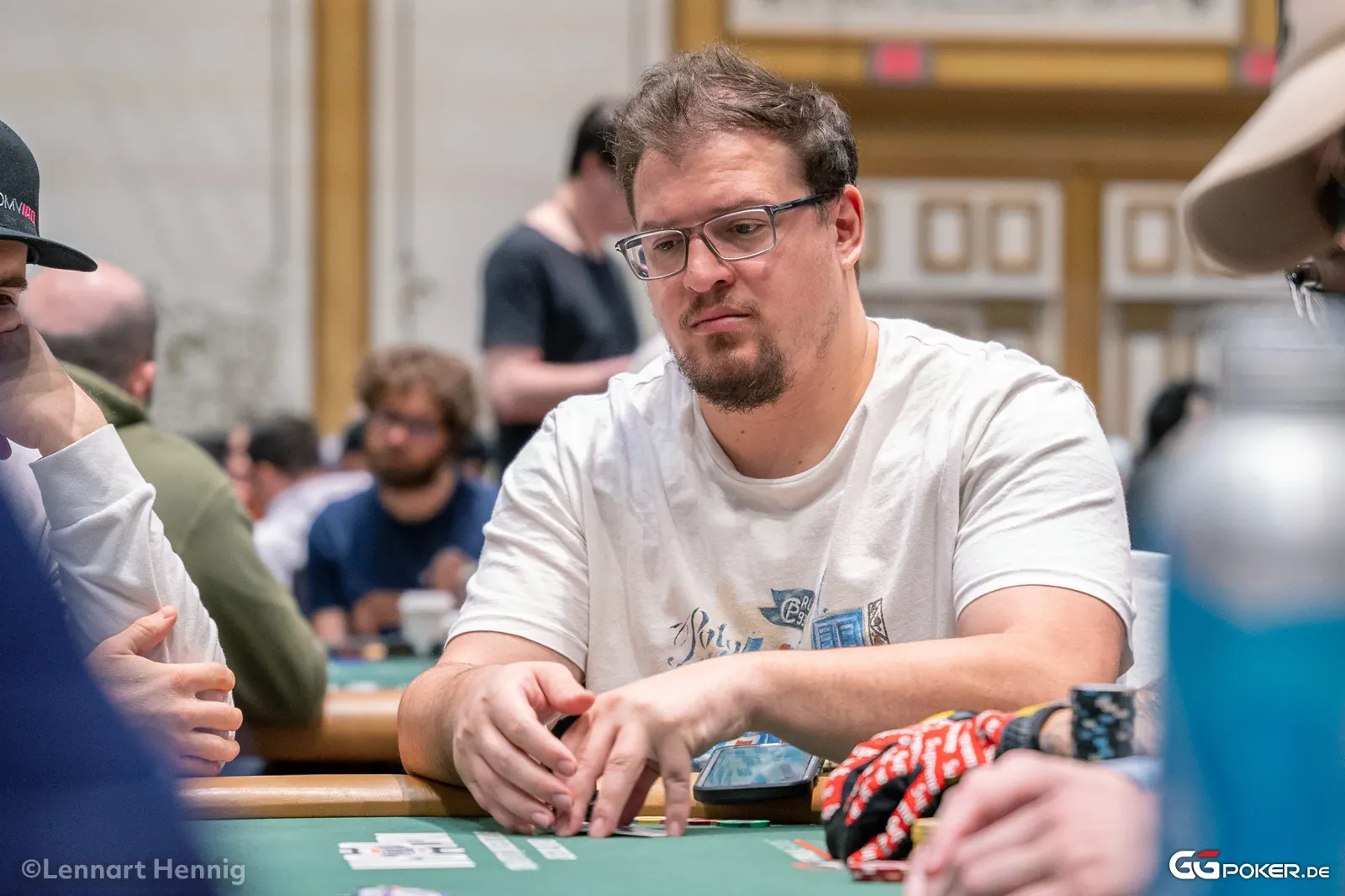 Professional poker players at the World Series of Poker Main Event tables.