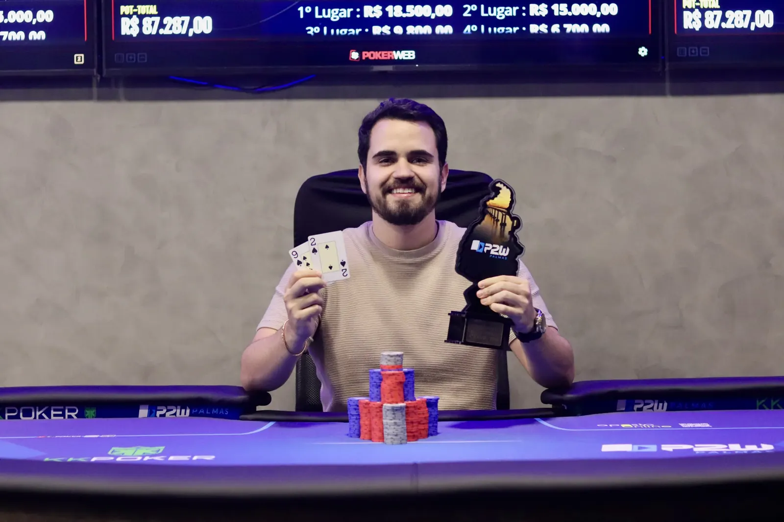 P2W Palmas Main Event final table during the opening of the Circuito Tocantinense in Palmas, Brazil
