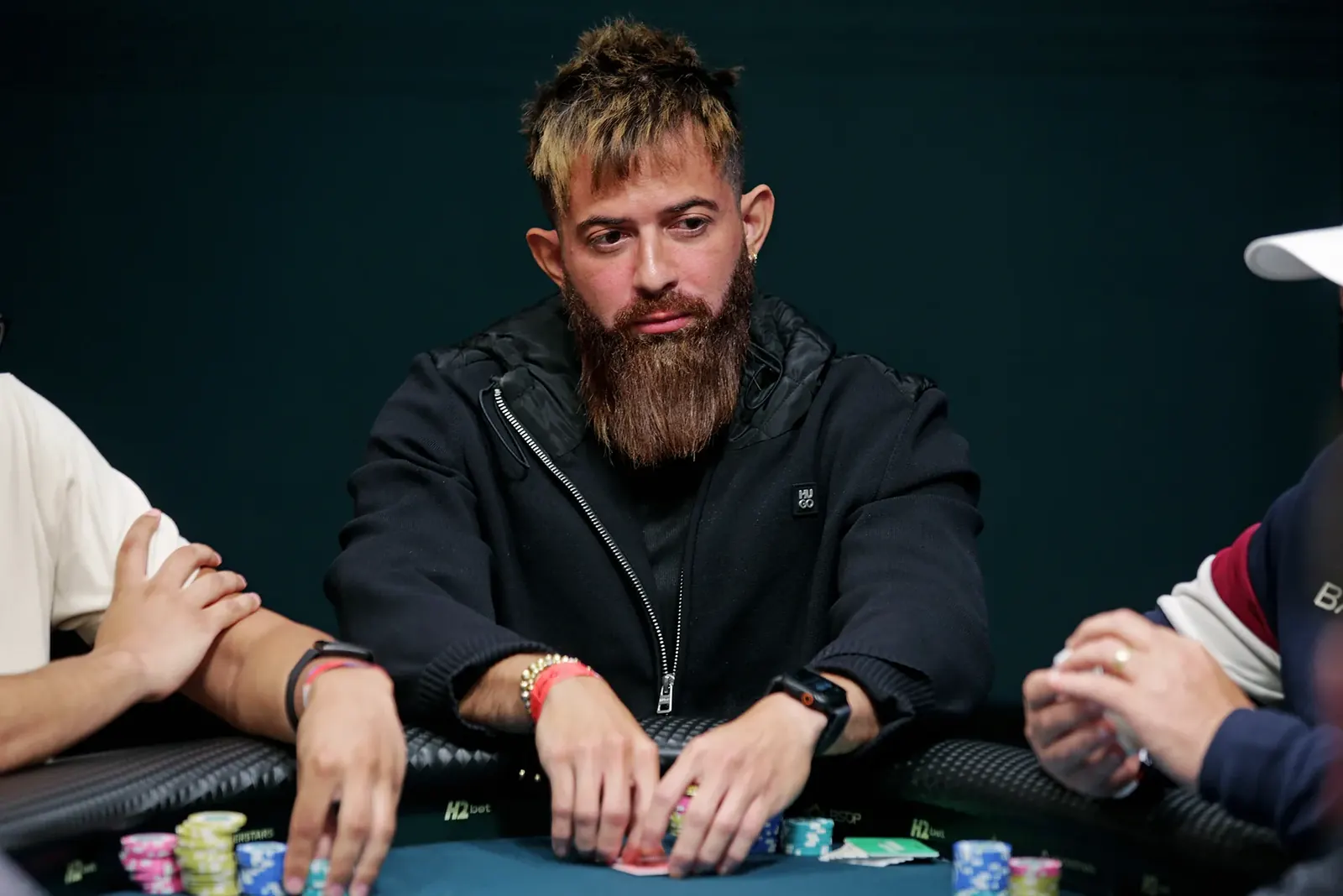 Poker tournament final table action at BSOP Floripa with players competing for high roller prize pool