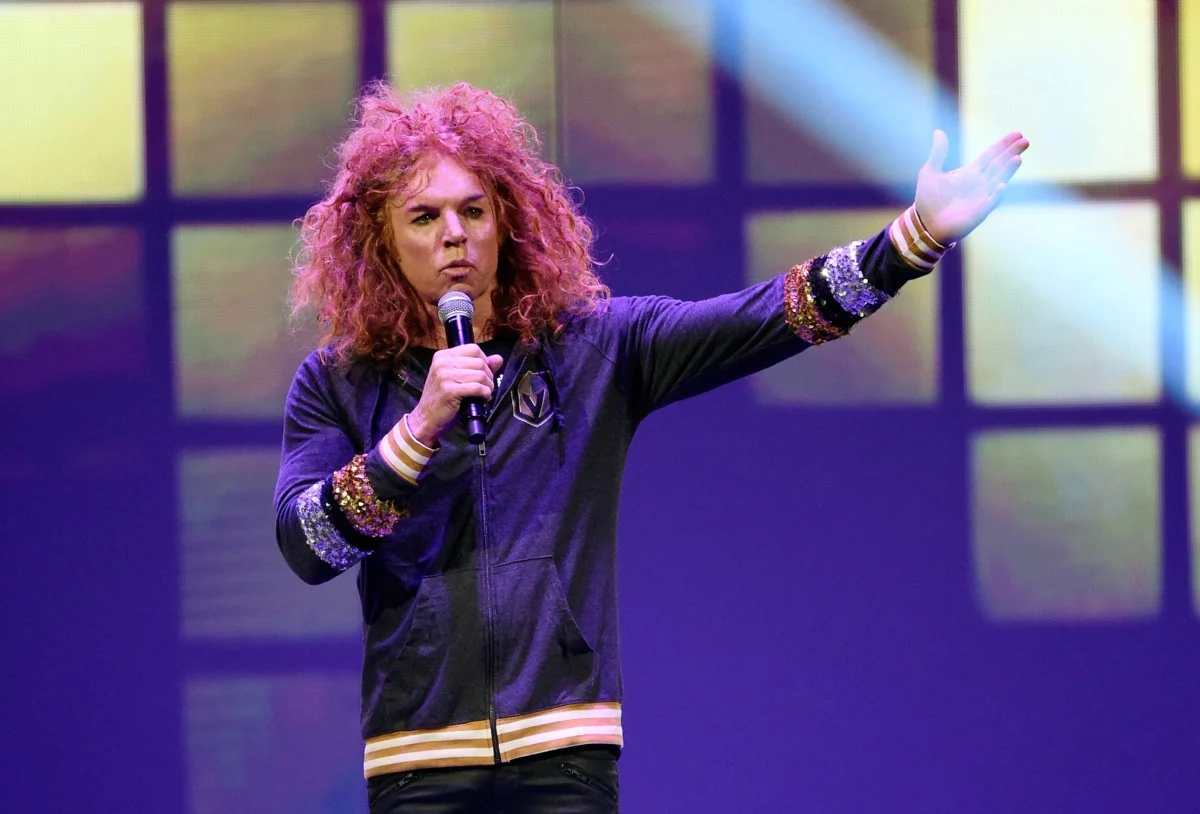 Comedian Carrot Top performing at the Luxor Atrium Showroom in Las Vegas.