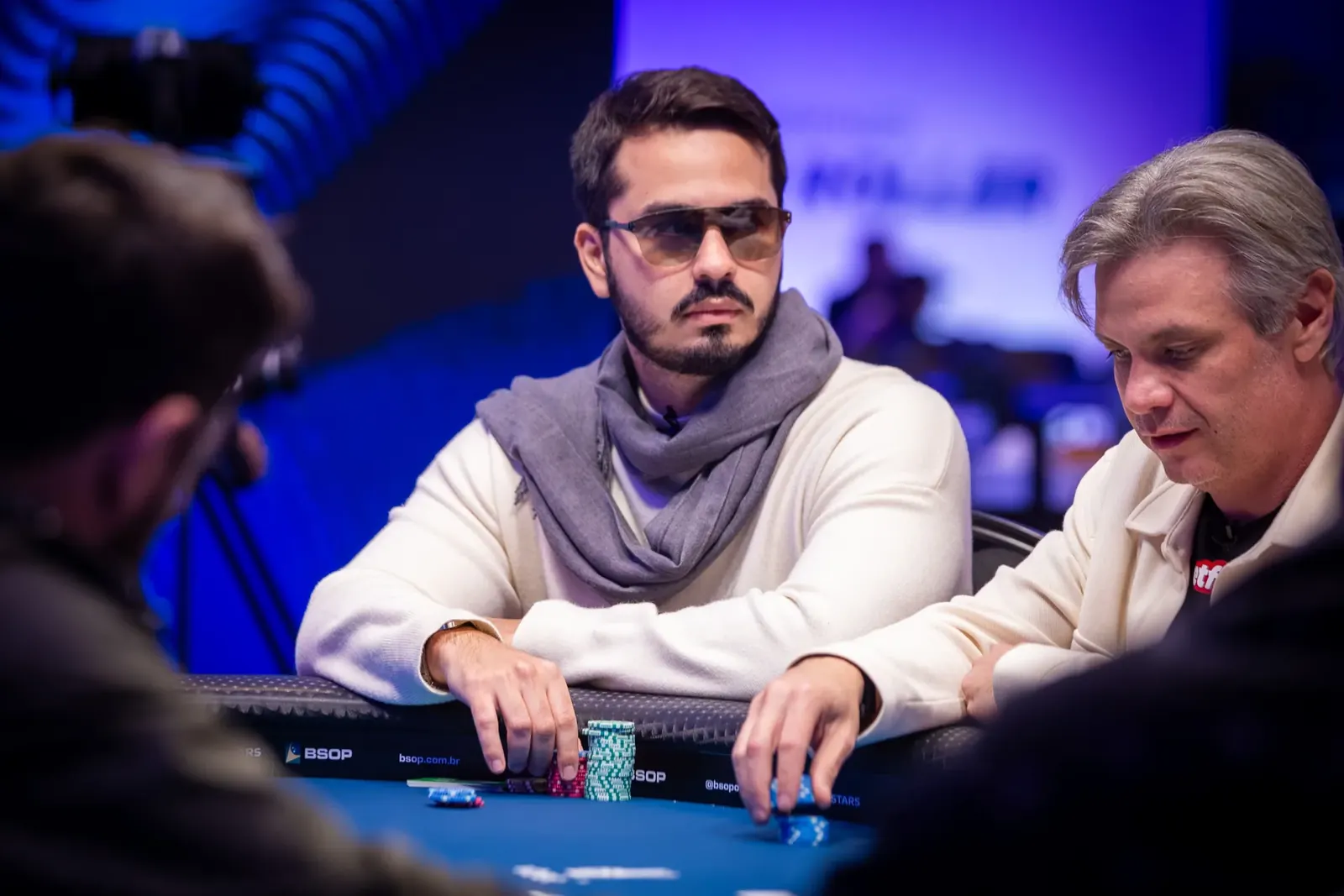 Ivan Limeira at the final table of ACR Poker The Venom tournament with a large chip stack